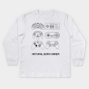 Natural Born Gamer Kids Long Sleeve T-Shirt